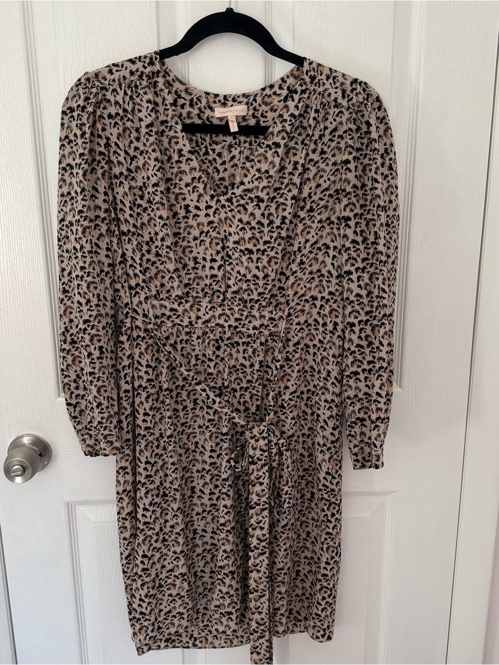 Rebecca Taylor Silk Leopard Print Long Sleeve Dress Size 8
